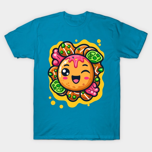 Super Cute Kawaii Takoyaki Octopus Balls Takoyaki T-Shirt by RuftupDesigns